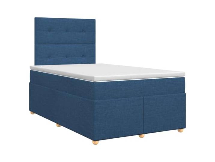 RJPLMFV Boxspringbett, Blau, 120 x 190 cm, mit Matratze Verstellbares Kopfteil, Lattenrost, waschbare Bezüge, mittlere Festigkeit