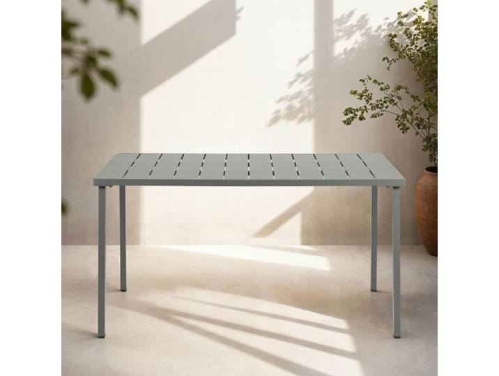 Table de jardin AZALEA rectangulaire gris 140 x 75 x 80 cm en métal