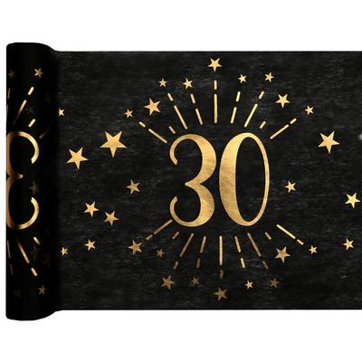 30. Geburtstag schwarz gold Tischläufer 5 m x 30 cm Zahl 30