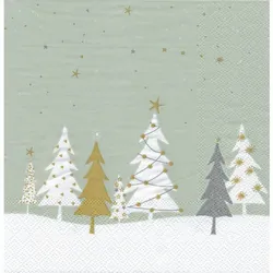Papierservietten "Weihnachtsbäume mint", 33 x 33 cm, 20 Stück