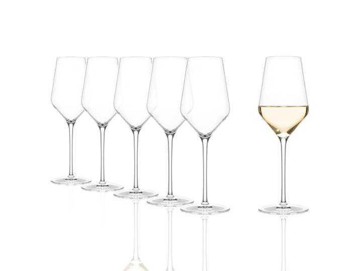 Stölzle Lausitz Q1 Weißweingläser Weißweinkelche 350 ml, 6er-Set Handgefertigte und mundgeblasene Weißweingläser für Weißwein, aus Kristallglas, stoßfest & spülmaschinengeeignet