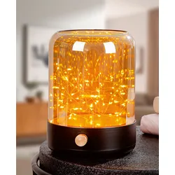 Windlicht Brightshine braun LED Glas 22cm