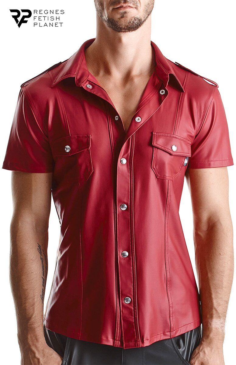 Regnes Chemise manches courtes wetlook rouge Carlo
