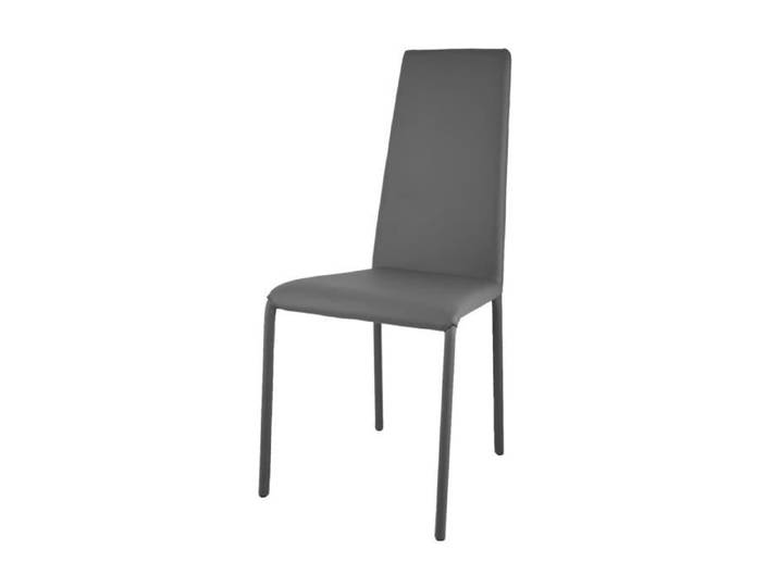 Tommychairs - Chaise cuisine SOPHIE LUX structure en acier assise et dossier revêtus en simil cuir gris foncé