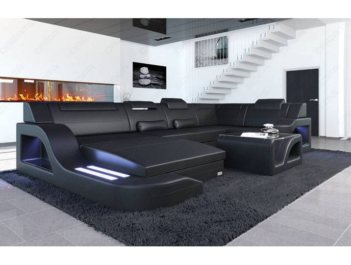 Wohnlandschaft Palermo U-Form in Leder