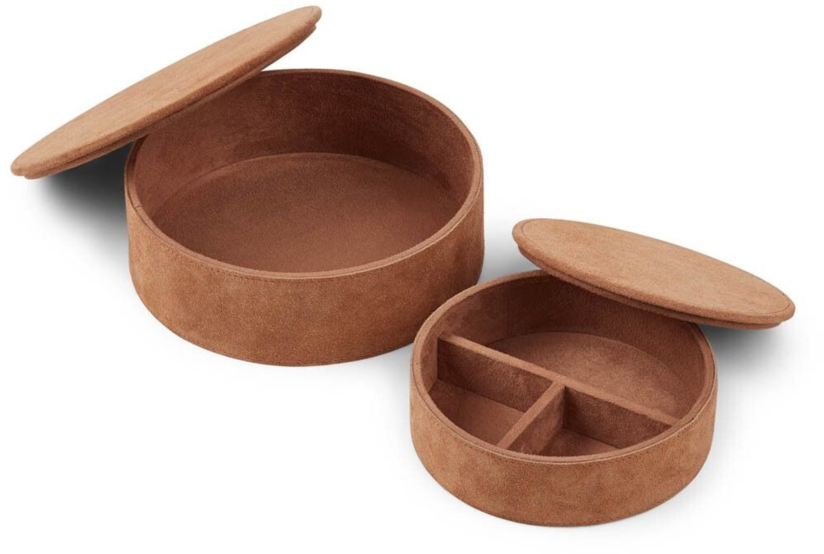 Sheepskin House Ronde Leren Doosset Set van 2 voor volwassenen