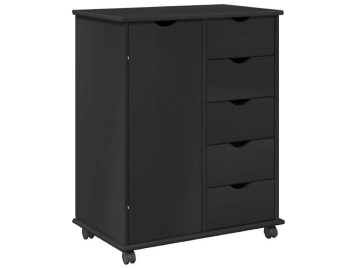YUTAASU Rollschrank Massivholz Kiefer 63,5x39x79 cm Schwarz