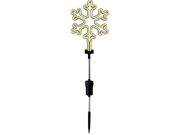 Winterliche Neon-Gartenstecker Silhouette, 70cm, batteriebetrieben, optionaler Timer, Weihnachtsdeko für den Garten, Balkon, Blumenkübel, Terrasse, Eingangsbereich (1x Scheeflocke, warmweiß)