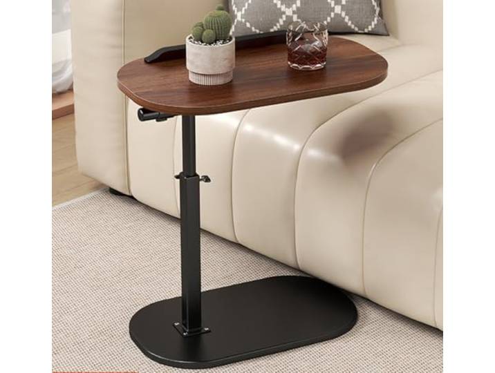 WLDOCA Beistelltisch, Sofatisch Zum Unterschieben, Höhenverstellbarer, um 360° Schwenkbarer TV-Tabletttisch, Couchtisch Klein für Kleine Räume, Getränketisch, Snacktisch,A