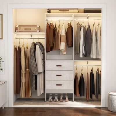 Rackcog 5FT Closet System with 3 Fabric Drawers, DIY Closet Organizer with Adjustable Hanging Rods