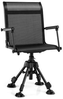 Costway Folding Swivel Patio Chair with 4 Adjustable Leg-Black