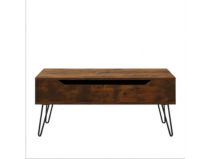 Table basse en métal marron rustique avec rangement 95x50x40 cm