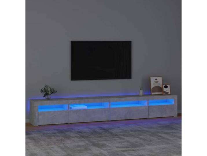 TV Schrank mit RGB Beleuchtung Betongrau 270x35x40cm aus Holzwerkstoff mit Stauraum und Präsentationsfunktion Angetrieben von