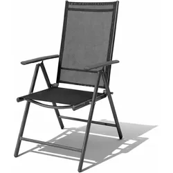 Mojawo, Gartenstühle, Garten Klappstuhl Aluminium - Textilen Anthrazit / Anthrazit