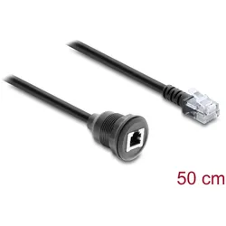 DELOCK Kabel RJ12 Stecker > Buchse zum Einbau 50 cm schwarz