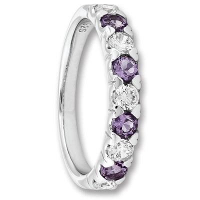 Silberring ONE ELEMENT "Zirkonia & Amethyst Ring aus 925 Silber" Gr. 56, silber, Fingerringe, Damen, 56,mit Zirkonia, Silber 925 (Sterlingsilber), Silberring, Persönlicher Akzent – schlicht, modern, aussagekräftig
