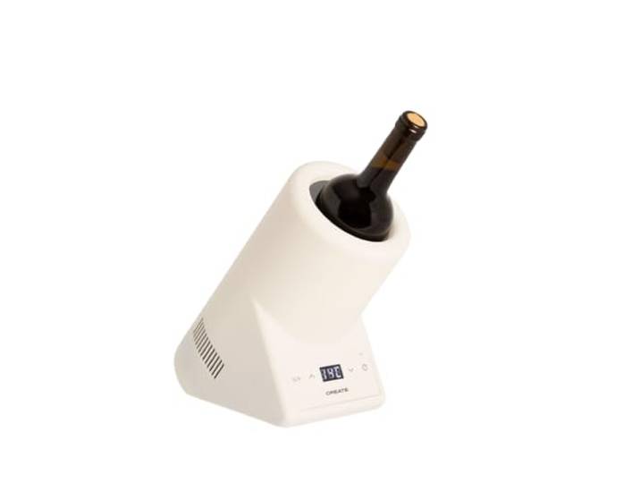 CREATE BOTTLE COOLER Weinkühler mit einstellbarer Temperatur gebrochenes Weiß / Ø 9 cm Flasche, Temperaturkontrolle, LED-Display, NTC-Thermometer, Speicher letzte Temperatur, 87 W