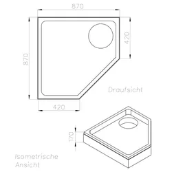 Neuesbad Wannenträger für Duscholux Cordoba Five Trend 90x90x5 Fünfeck SD22869