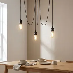 LED Hängeleuchte schwarz Metall Hängelampe Esstisch Retro 3 Flammige Pendelleuchte, locker hängende Fassungen, 3x 7W 720Lm warmweiß, DxH 200x100 cm