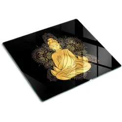 GLASPLATTE 60x52 cm Sitzender Buddha