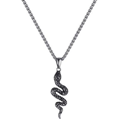 Kette mit Anhänger FIRETTI "Schmuck Geschenk Edelstahl Halsschmuck Halskette Venezianer Schlange", schwarz (edelstahlfarben, schwarz), Halsketten, Damen, Edelstahl, L: 55