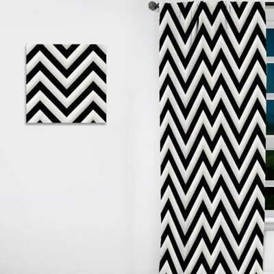 DESIGN ART "Designart ""Black And White Harmony Chevron Pattern"" Chevron Curtain - Blackout Chevron Curtain - 1 Panel"