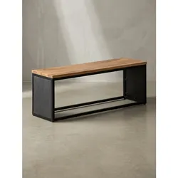 Sitzbank – Akazie Massivholz/Steinoptik, 120x45x35 cm, Metallgestell