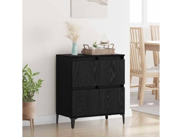HEFZGDB Klassisches Sideboard mit zeitlosem Design in Schwarz Eichen-Optik aus Holzwerkstoff, bietet viel Stauraum und Organisationsmöglichkeiten für Ihr Wohnzimmer, inklusive