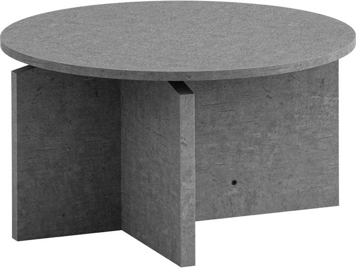 Couchtisch 60x60x33cm Beton-Optik Grau Rund Modern Wohnzimmertisch