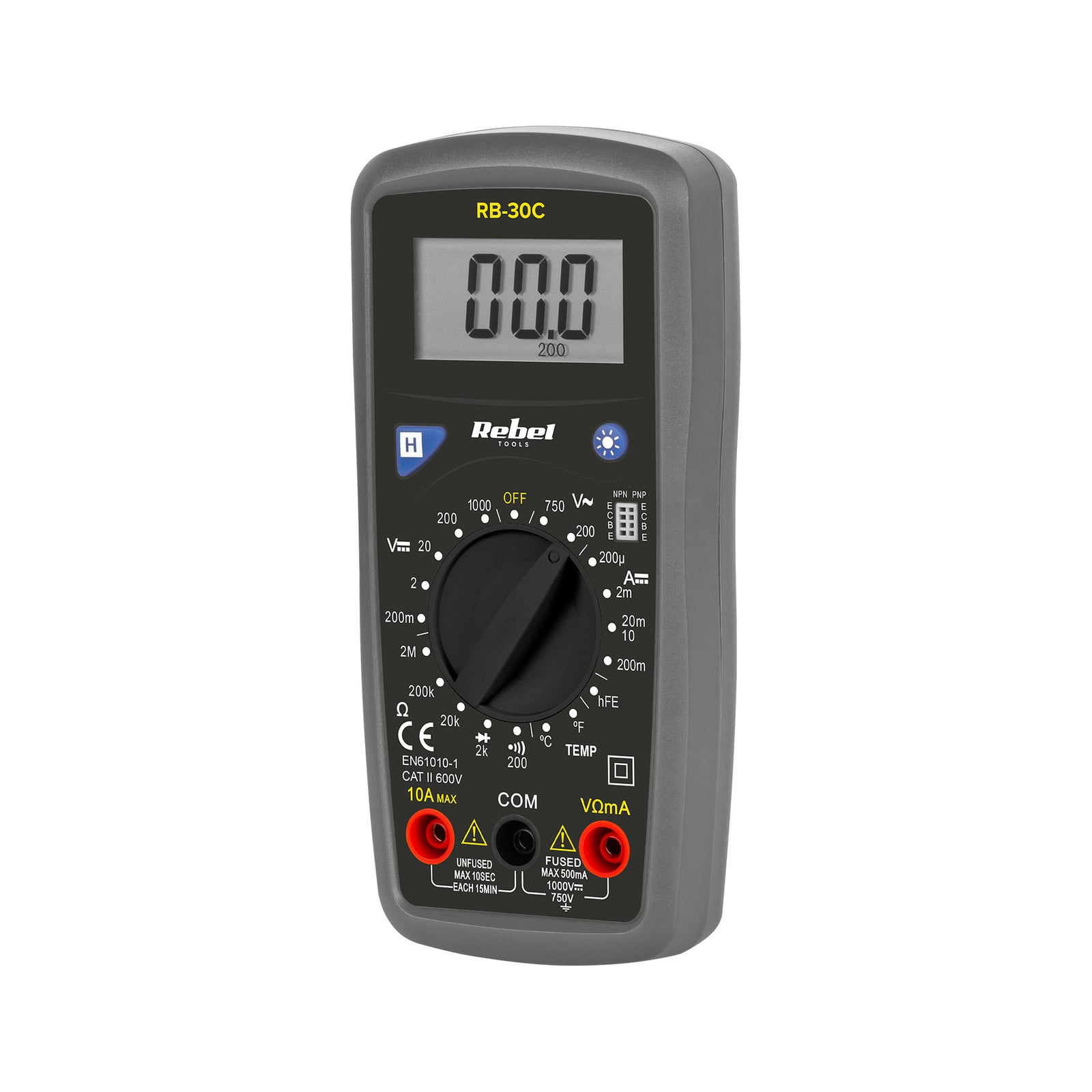 Rebel MIE-RB-30C Digitale zakmultimeter, grijs