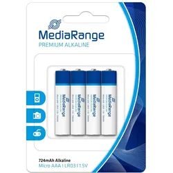 MediaRange Batterie AAA LR03 Micro 4er MediaRan Micro/AAA/LR03/1.5V/12 x 4 St?ck (4 Stk., AAA, 724 mAh), Batterien + Akkus
