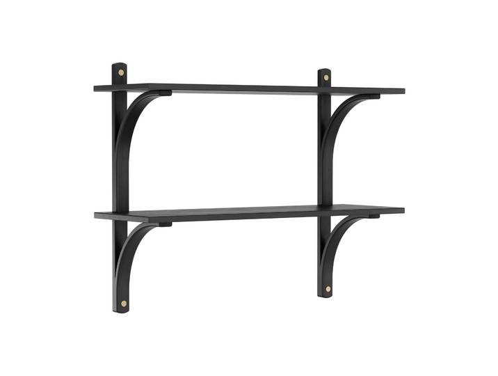 Swedese Levi étagère Frêne noir-laiton, 2 étagères, 90 cm