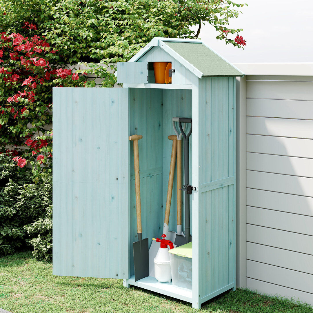 Dakota Fields Outsunny Garden Shed Vertical Utility 3 Shelves 77 x 54.2 x 179cm Blue 77cm W X 45cm D X 179cm H
