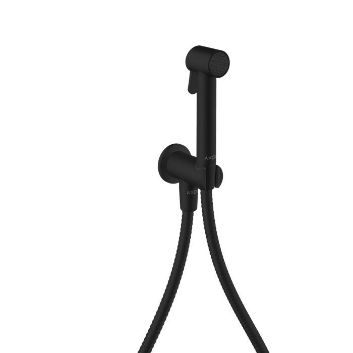 hansgrohe AXOR Bidette Showers Bidette Duschkopf 29240670 1 Strahlart rund für Kaltwasser mit Duschkopfhalterung und Duschschlauch 1,25 m, Mattschwarz