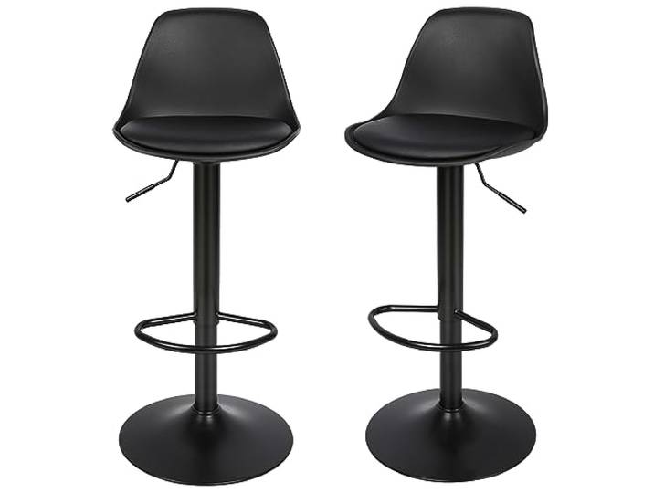 CHAOHAOKE 2er Set höhenverstellbare drehbare Barhocker mit Lehne, Kunstleder gepolstert mit Luftheber, geeignet für Küche, Tresen und Bistro