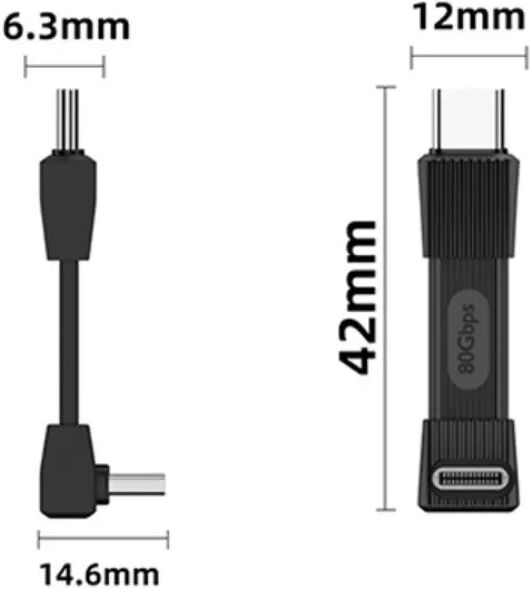 INF Ultra-kurzes rechtwinkliges Full-Feature Type-C-Kabel 240W 80Gbps 8K 60Hz Schwarz FPC TPE USB-C Stecker-zu-Stecker 42 mm
