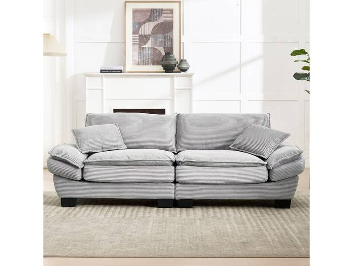 KOMHTOM Canapé double moderne simple avec noyau à ressort, 1 oreiller, confortable et spacieux pour salon/chambre à coucher/bureau
