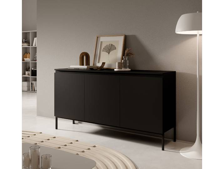 Selsey Bemmi sideboard - Commode à 3 portes\, noir\, 150 cm