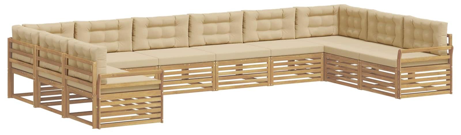 Modulares Gartenmöbelset aus Akazienholz, 10-Sitzer, wetterfest, modernes Design