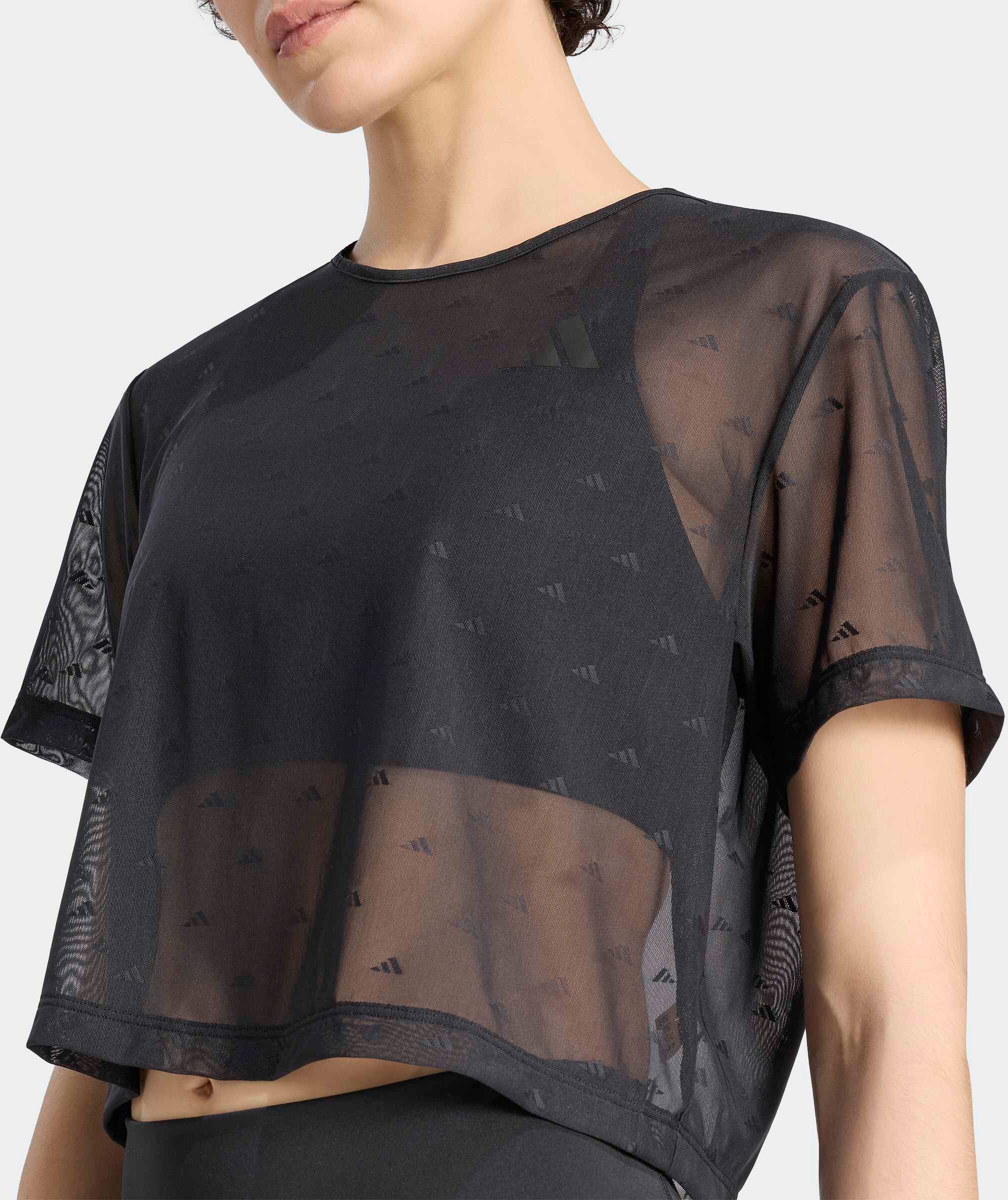 T-Shirt ADIDAS PERFORMANCE "PRIMELIFT ESSENTIALS WORKOUT MESH-, KASTIG GESCHNITTEN", Damen, Gr. XL, schwarz, Obermaterial: 78% Polyester, 22% Elasthan, Rundhals, Shirts T-Shirt schwarz XL