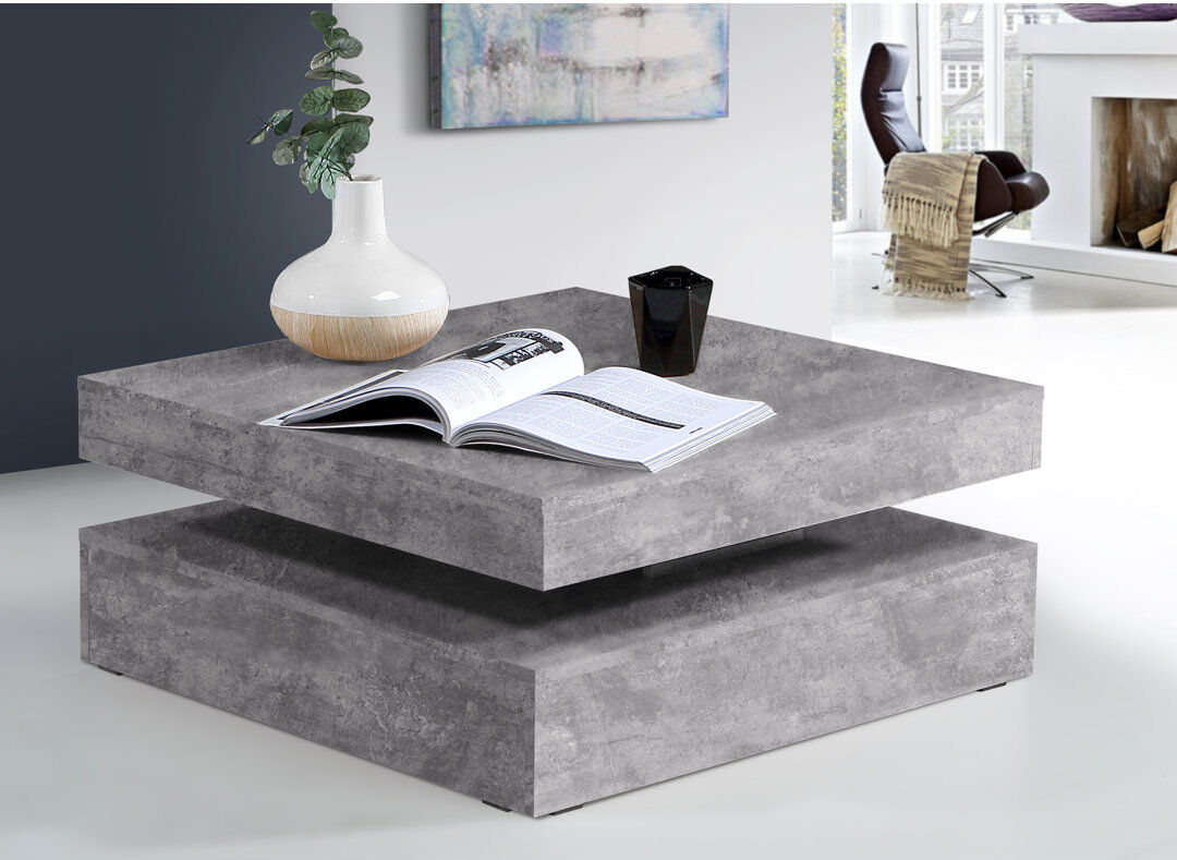 Zipcode Design Downer Block Coffee Table Light grey concrete effect 35.4cm H X 78cm W X 78cm D