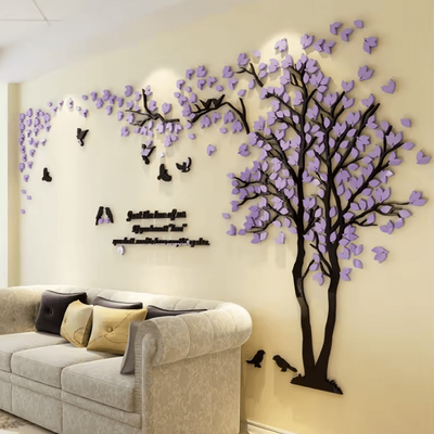 Inspire Curations 3D Tree Acrylic Mirror Wall Decor purple Right xl About 4x2m