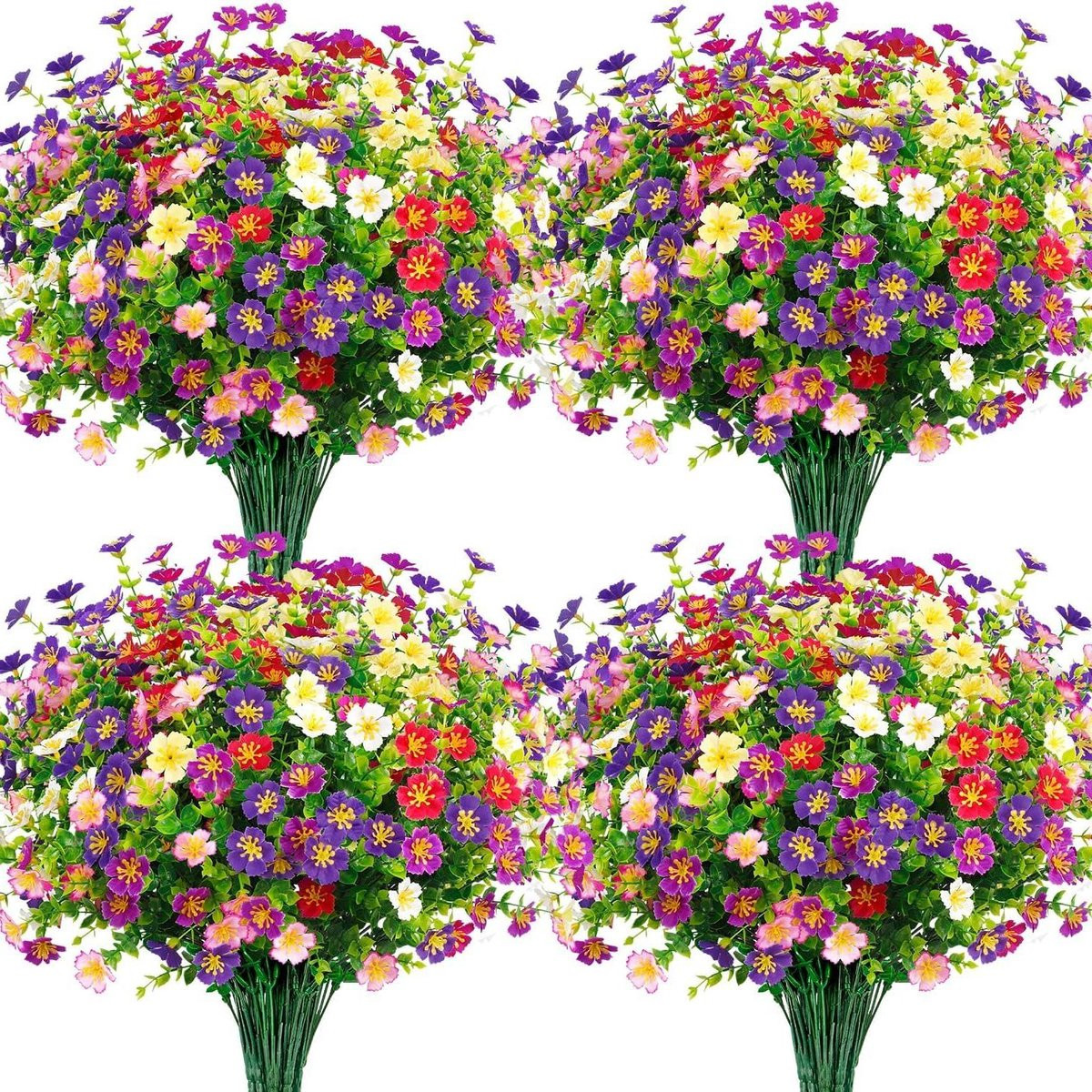 Set van 24 bundels kunstbloemen van zijde voor buiten decoratie, meerkleurig, Hoogte: 36 cm