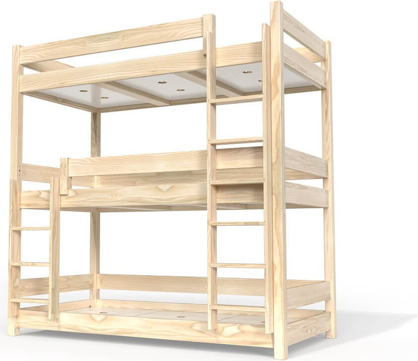 Etagenbett 3 Plätze 90X190 holz ABC - Naturlack