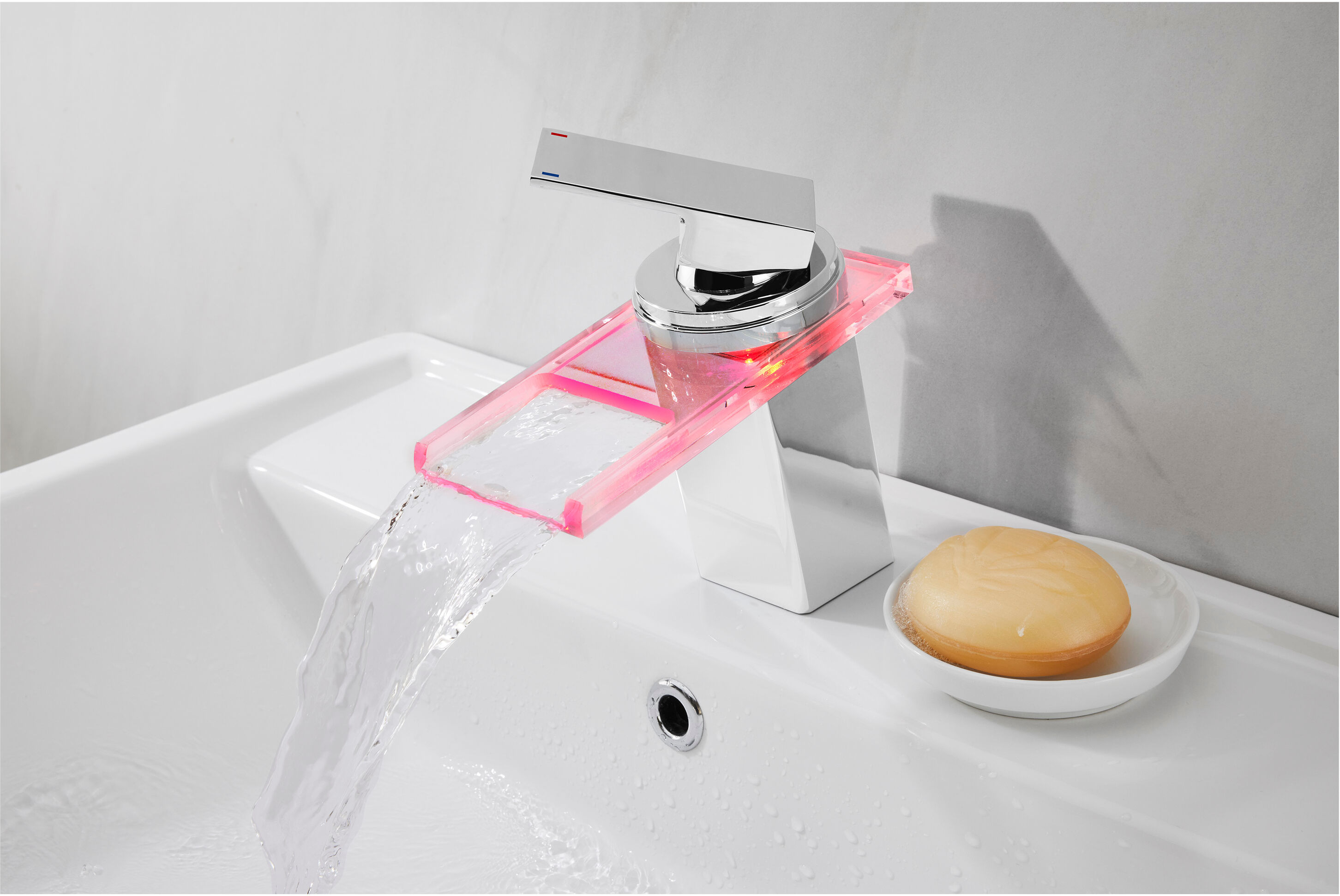 LIVARNO HOME LED-Waschtischarmatur, mit Wasserfall-Auslauf
