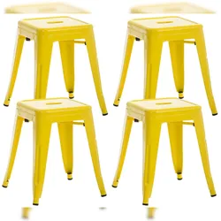 DELUKE Hocker FULDA 4er Set 40x40x46cm, Metall, Gelb Küchenhocker Esszimmerhocker Stapelhocker