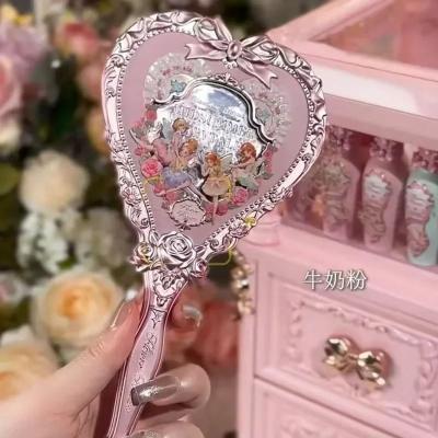Uplift Picks Flower Knows Midsummer Fairytales Hand Mirror Heart Shaped Decorative Makeup Mirror pink