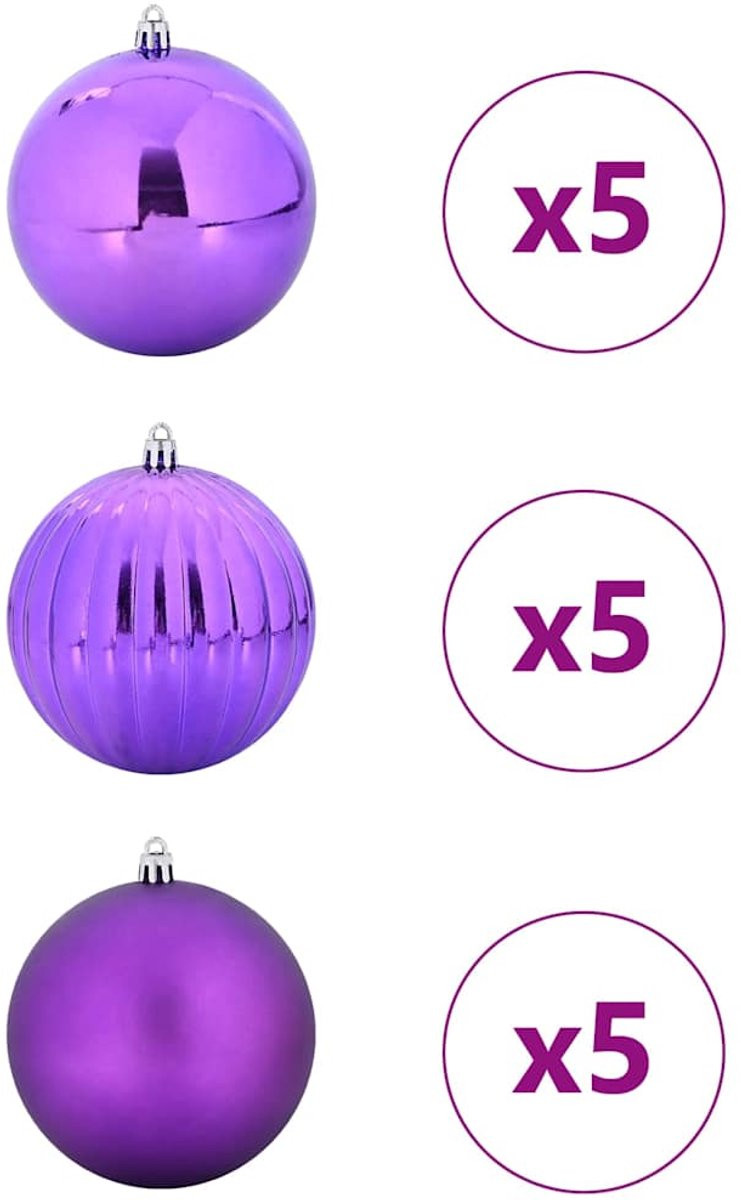 vidaXL Kerstballen Set - 15 stuks - XL - Lila - Kunststof