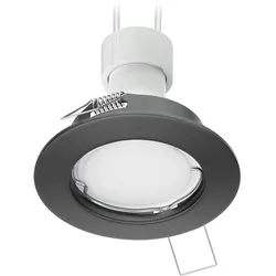 ledscom.de Decken-Einbaustrahler FERE Einbaurahmen anthrazit matt, inkl. GU10 Lampe, 630lm, warmweiß