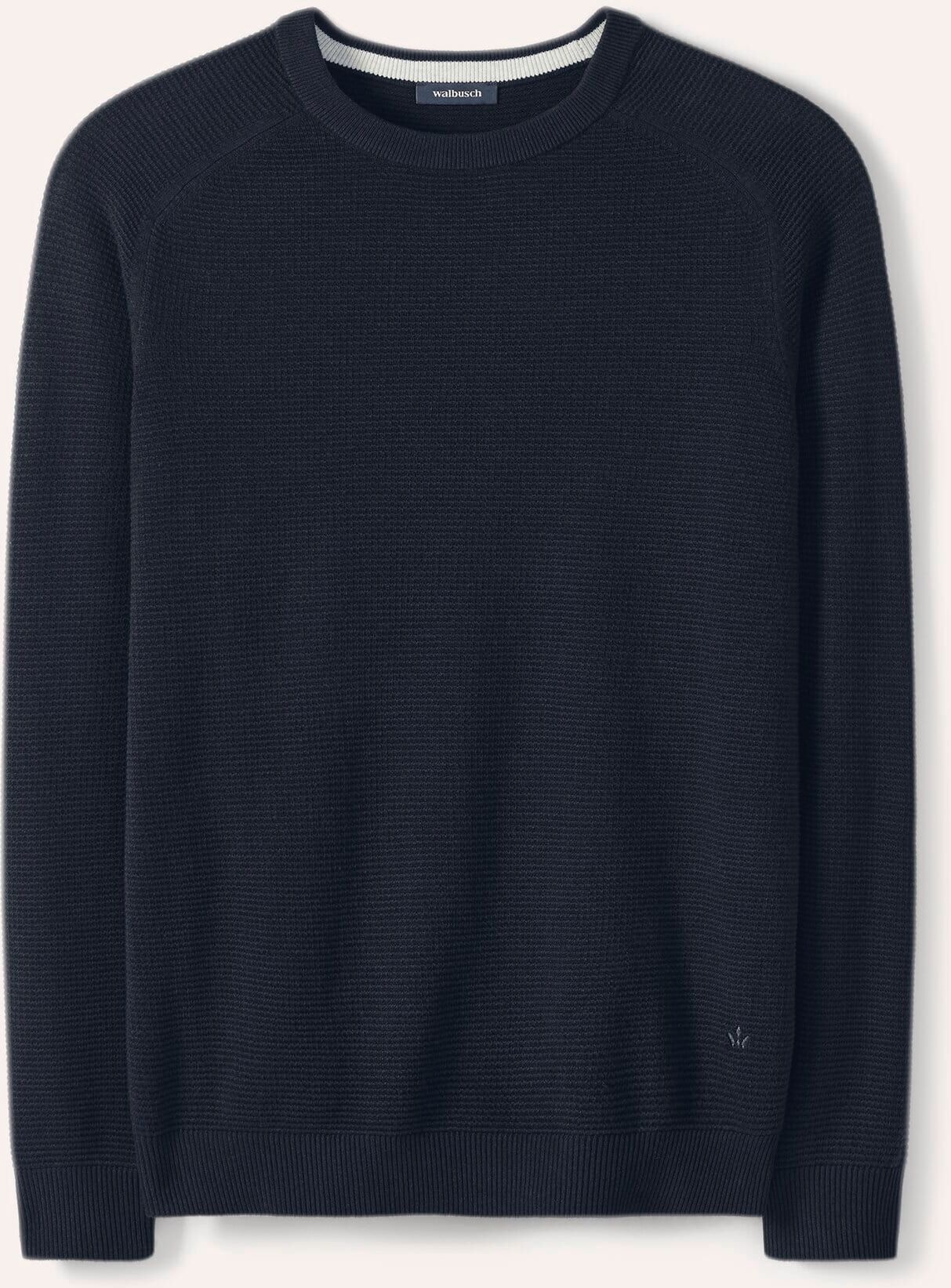 Walbusch Ottoman Pullover, normale Größen, Farbe Blau, 54, reine Baumwolle lebendige Strickstruktur Herren